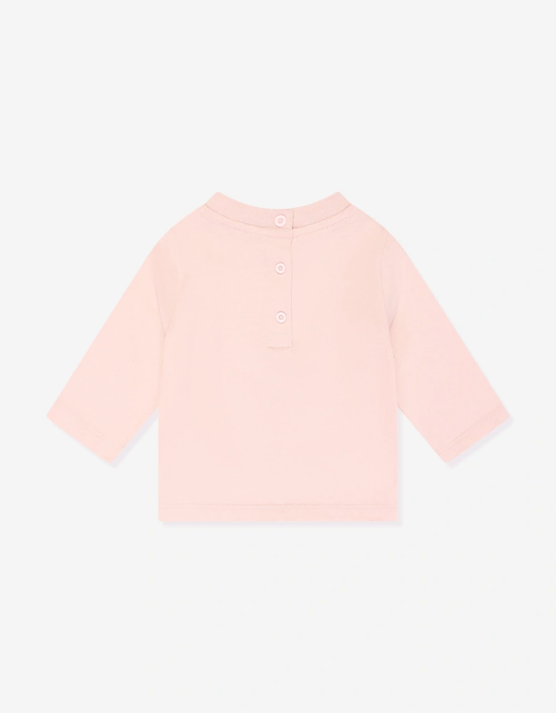 Baby Girls Long Sleeve Logo T-Shirt in Pink