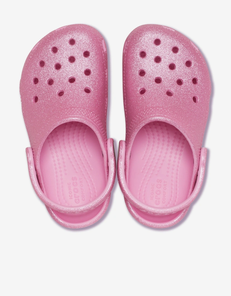 Girls Classic Glitter Clog in Pink
