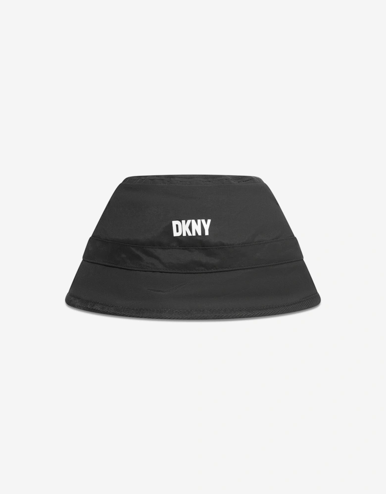 Girls Reversible Bucket Hat in Black