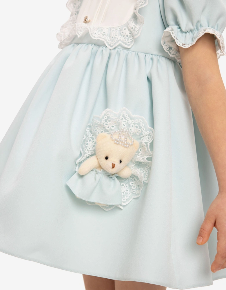 Baby Girls Dress Set with Teddy Bear in Blue