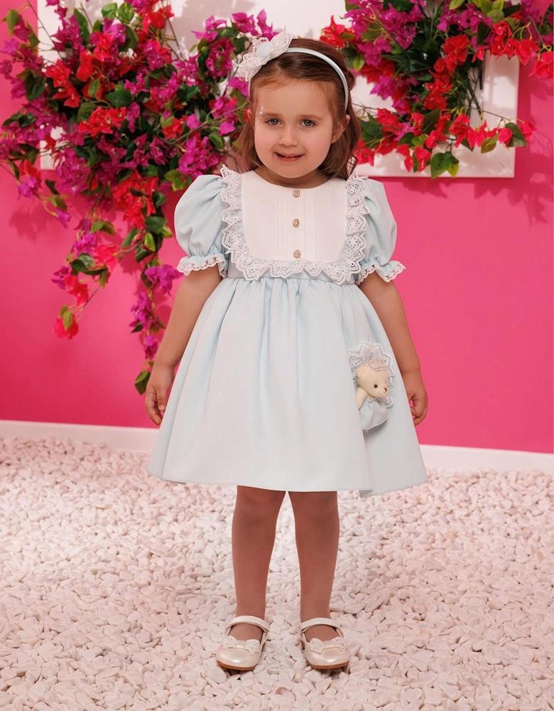 Baby Girls Dress Set with Teddy Bear in Blue