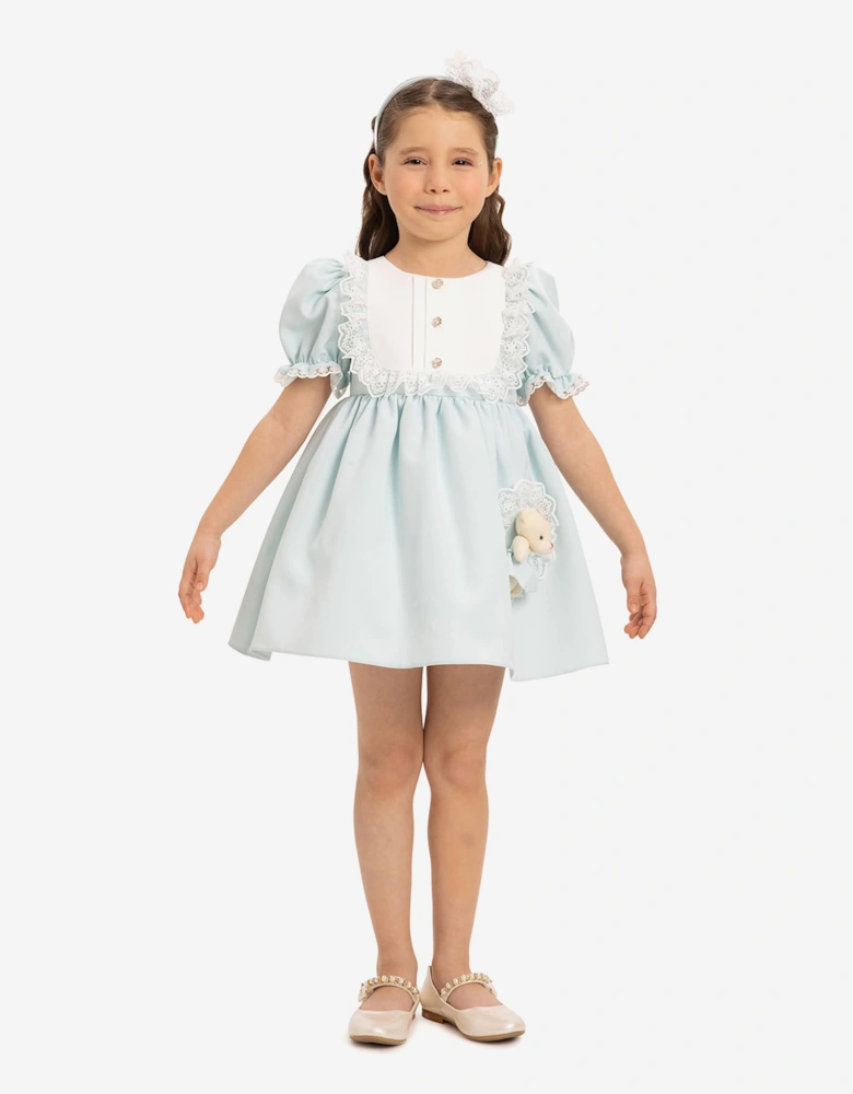 Baby Girls Dress Set with Teddy Bear in Blue