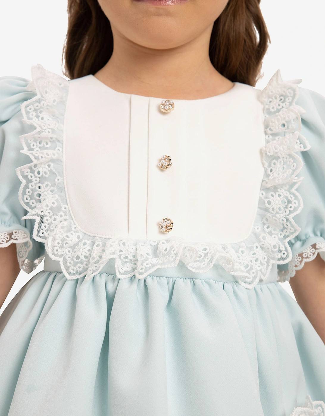 Baby Girls Dress Set with Teddy Bear in Blue