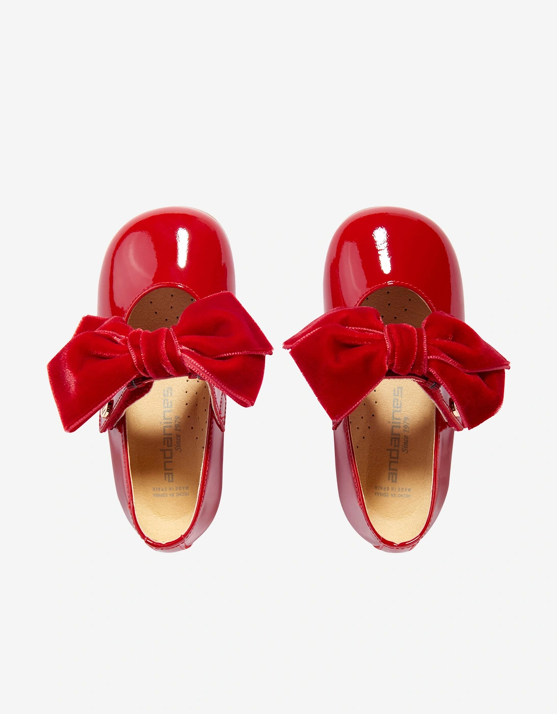 Girls Patent Leather Bow Shoes in Red