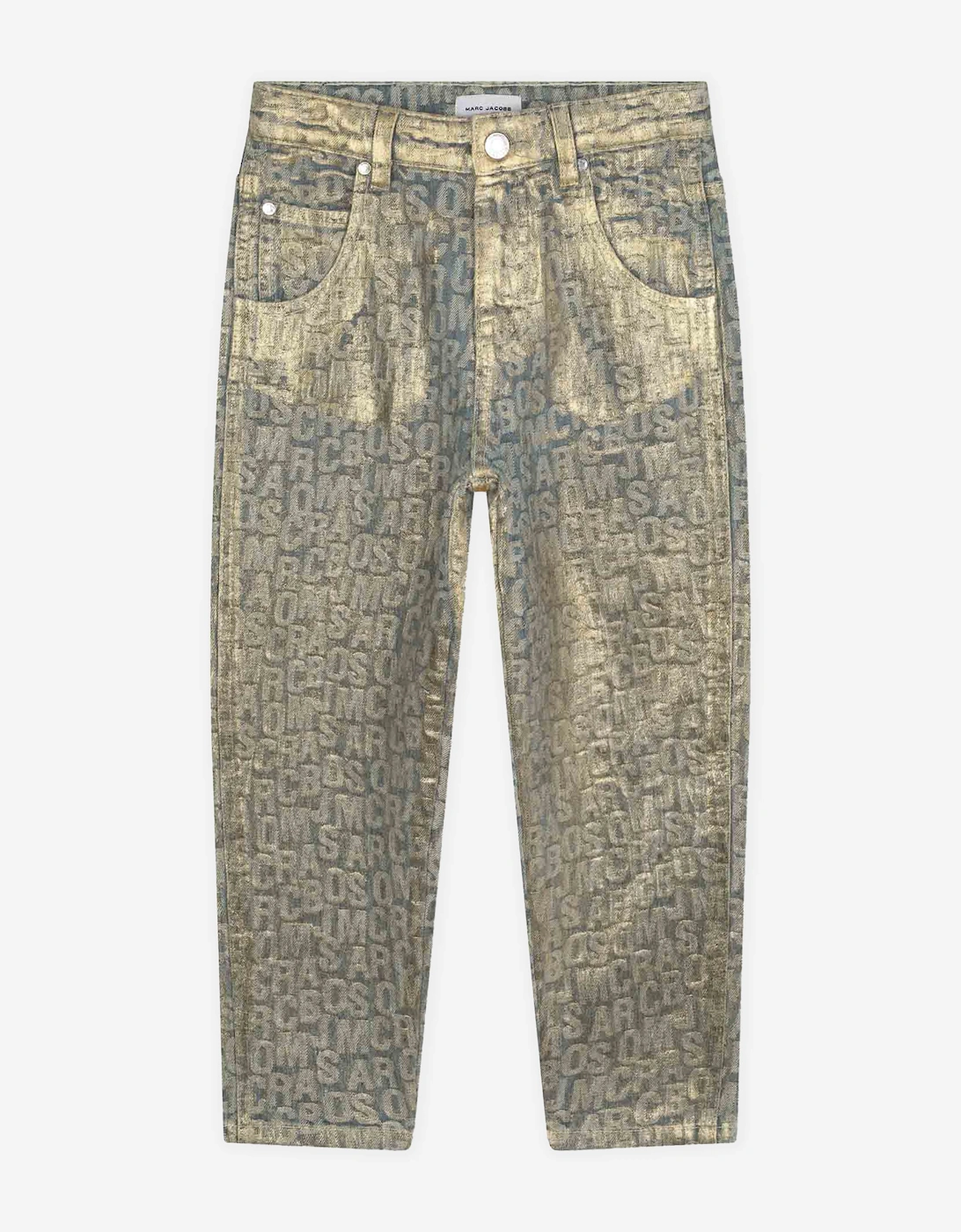 Girls Jacquard Logo Jeans in Gold