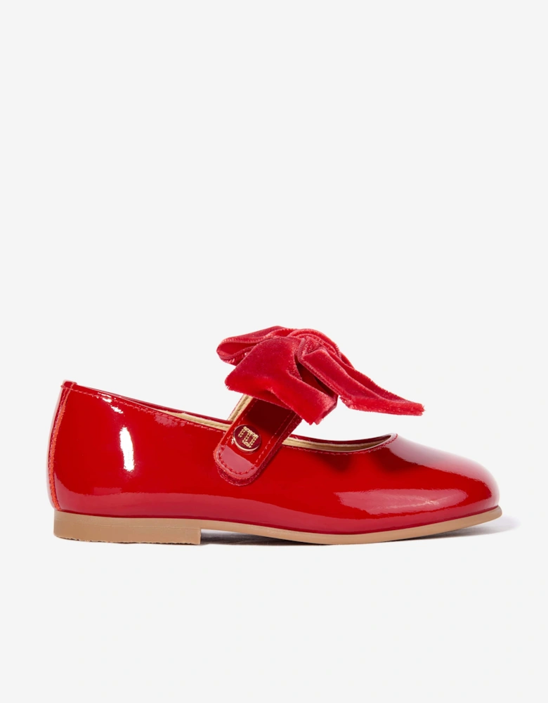 Girls Patent Leather Bow Shoes in Red