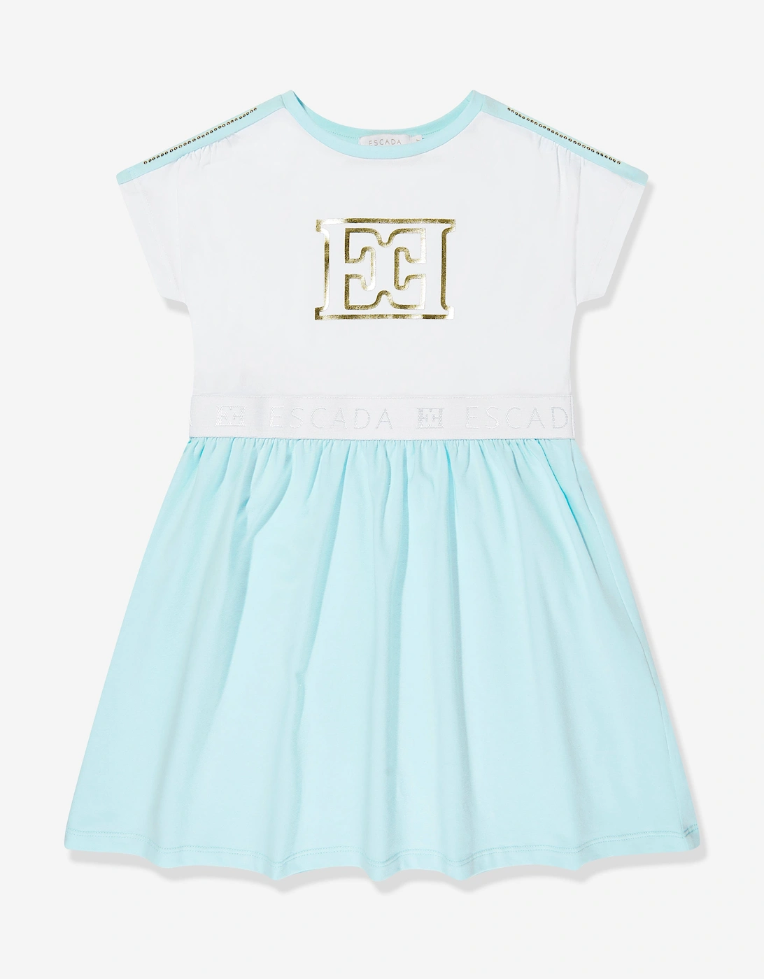 Girls Logo Print Dress in White, 5 of 4