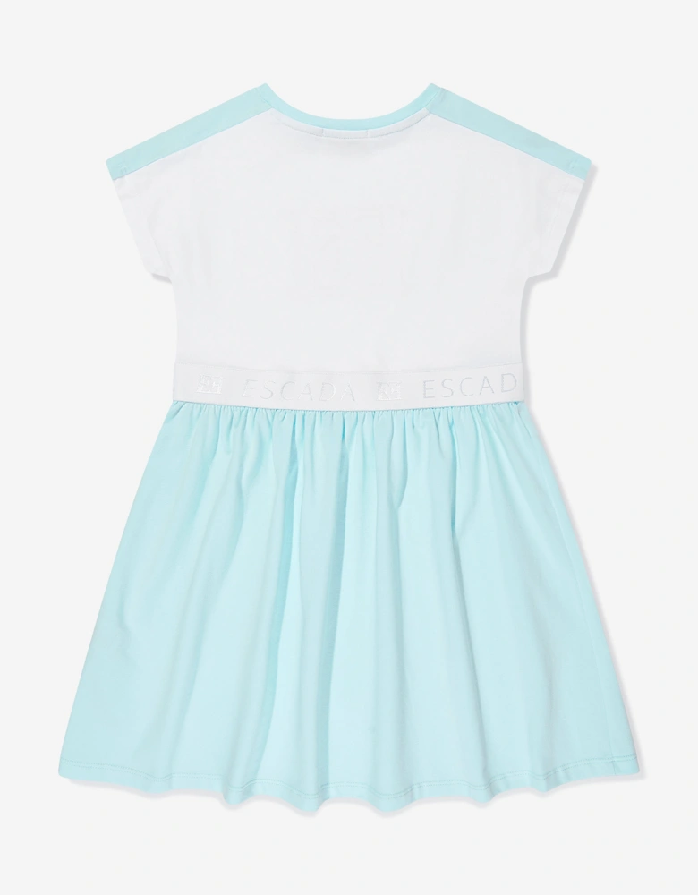 Girls Logo Print Dress in White