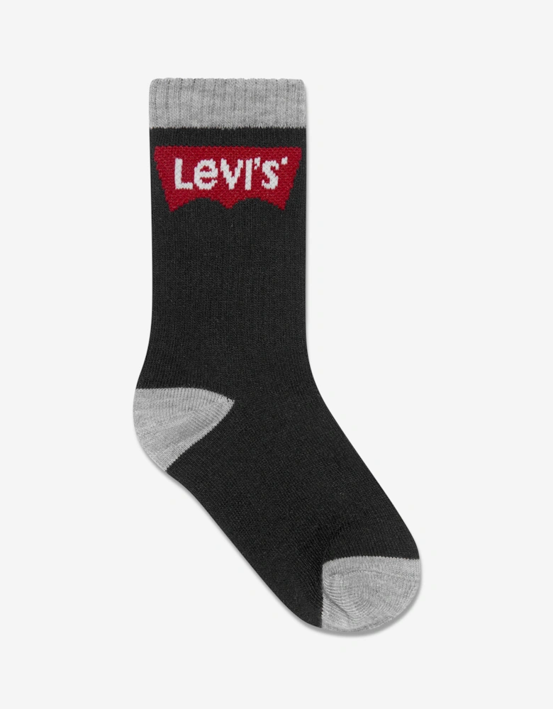 Boys Batwing Regular Cut Socks Set (3 Pack) in Black
