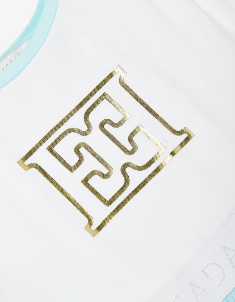 Girls Logo Print Dress in White
