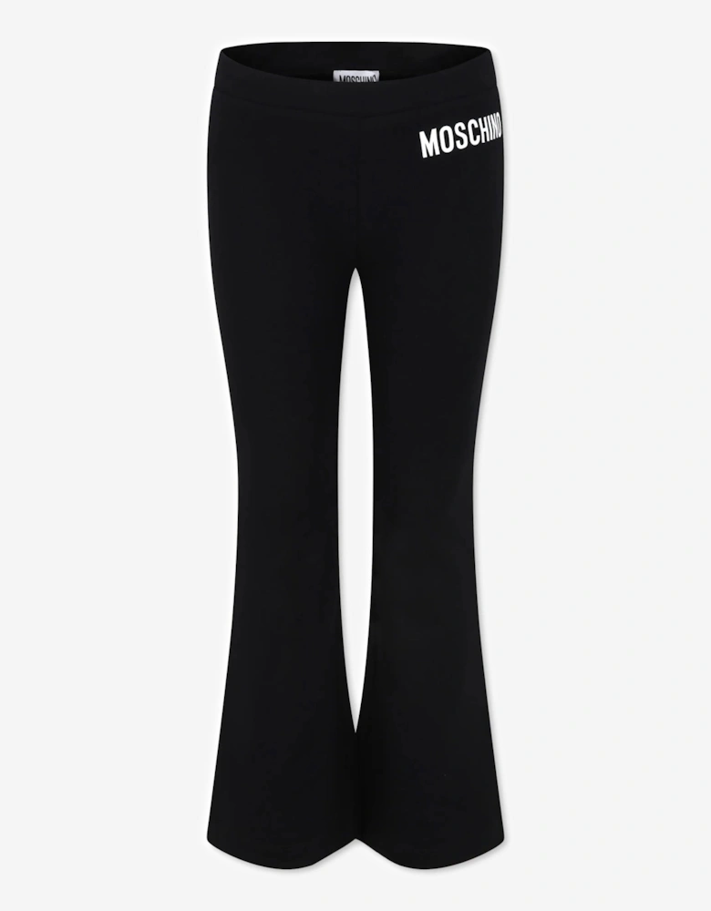 Girls Flared Logo Joggers in Black