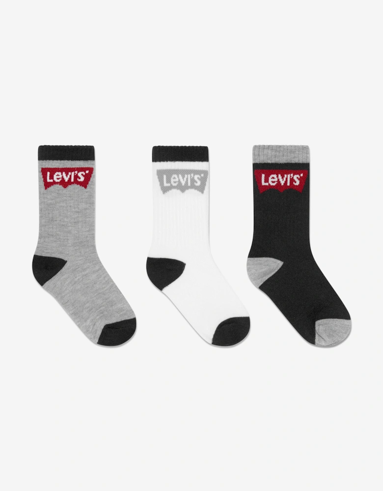 Boys Batwing Regular Cut Socks Set (3 Pack) in Black