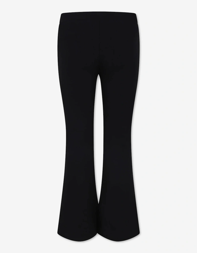 Girls Flared Logo Joggers in Black
