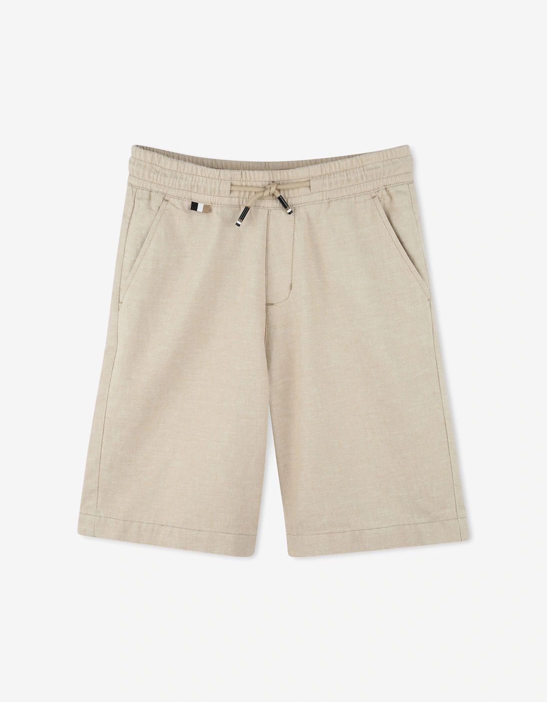 BOSS Boys Linen Bermuda Shorts in Beige, 5 of 4