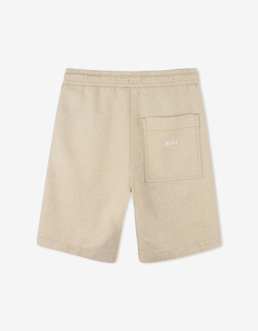 BOSS Boys Linen Bermuda Shorts in Beige