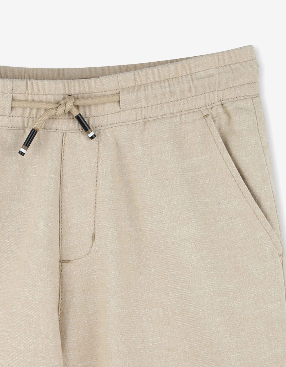 BOSS Boys Linen Bermuda Shorts in Beige