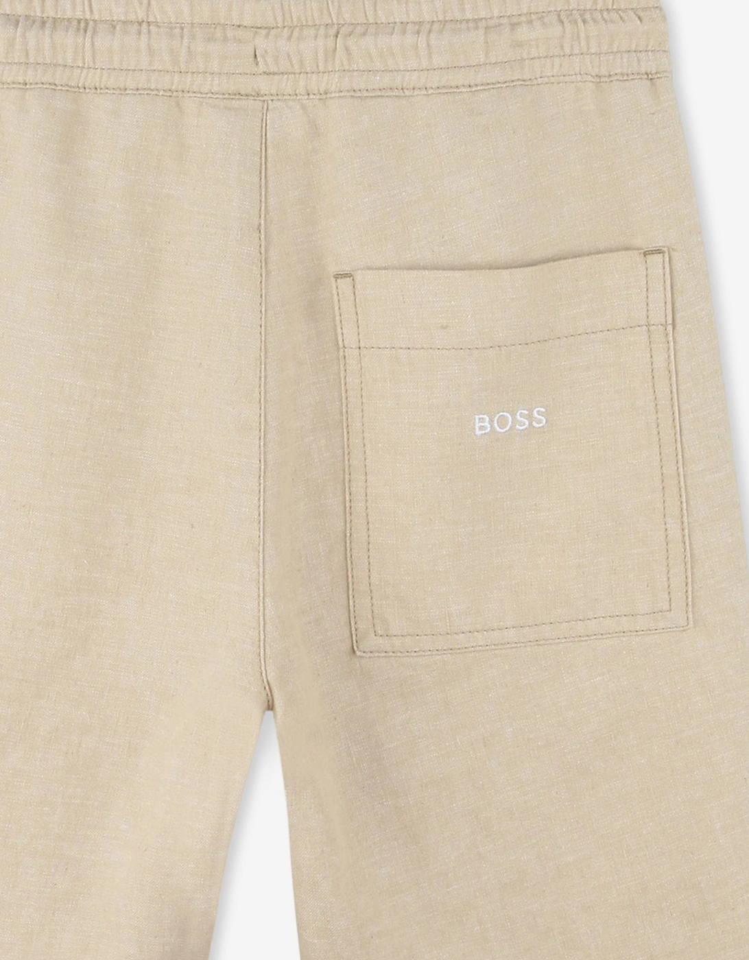 BOSS Boys Linen Bermuda Shorts in Beige