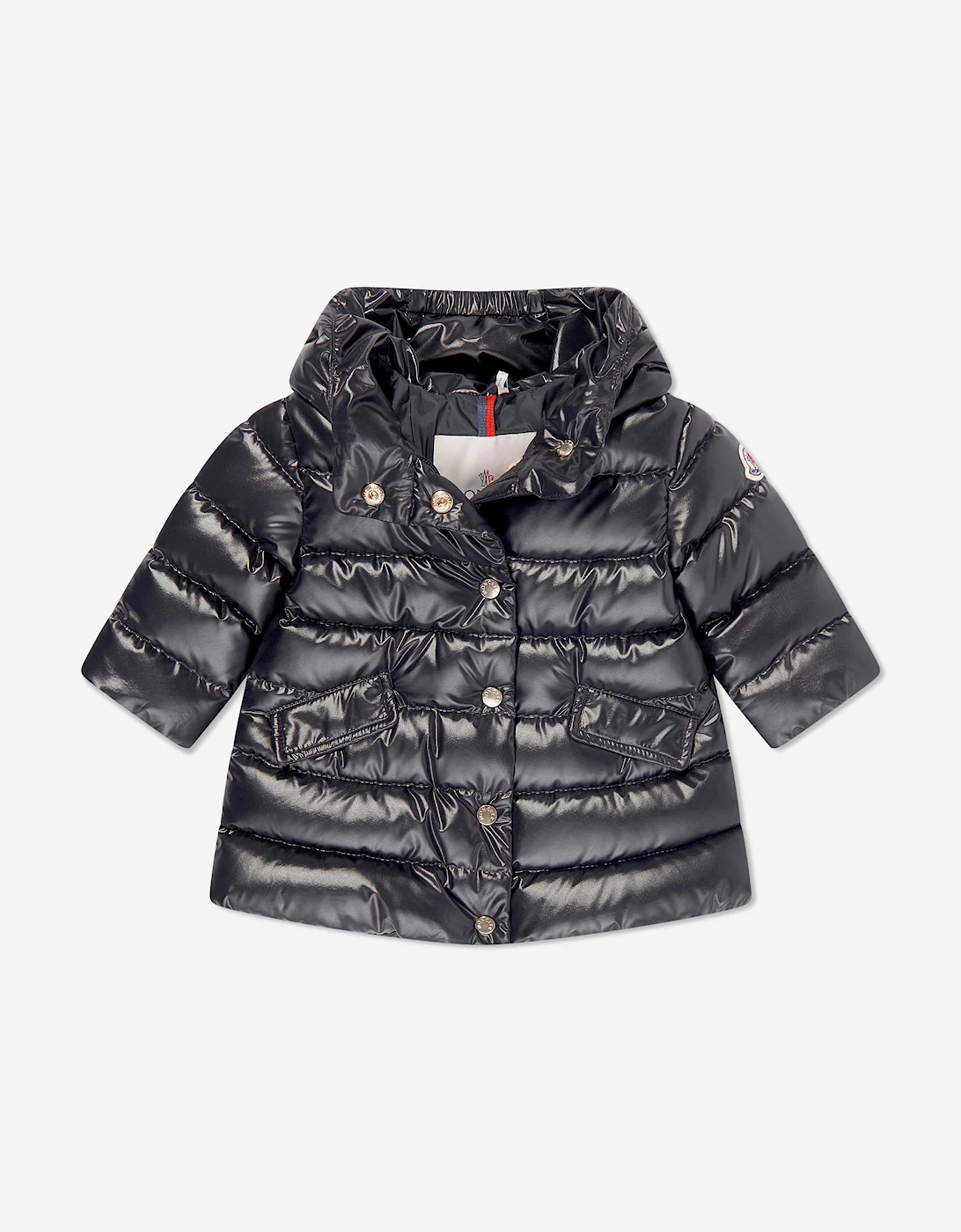 Girl's Moncler Enfant Baby Girls Down Padded Ibida Long Coat in Navy - Blue - Size: 9 - 12 mths