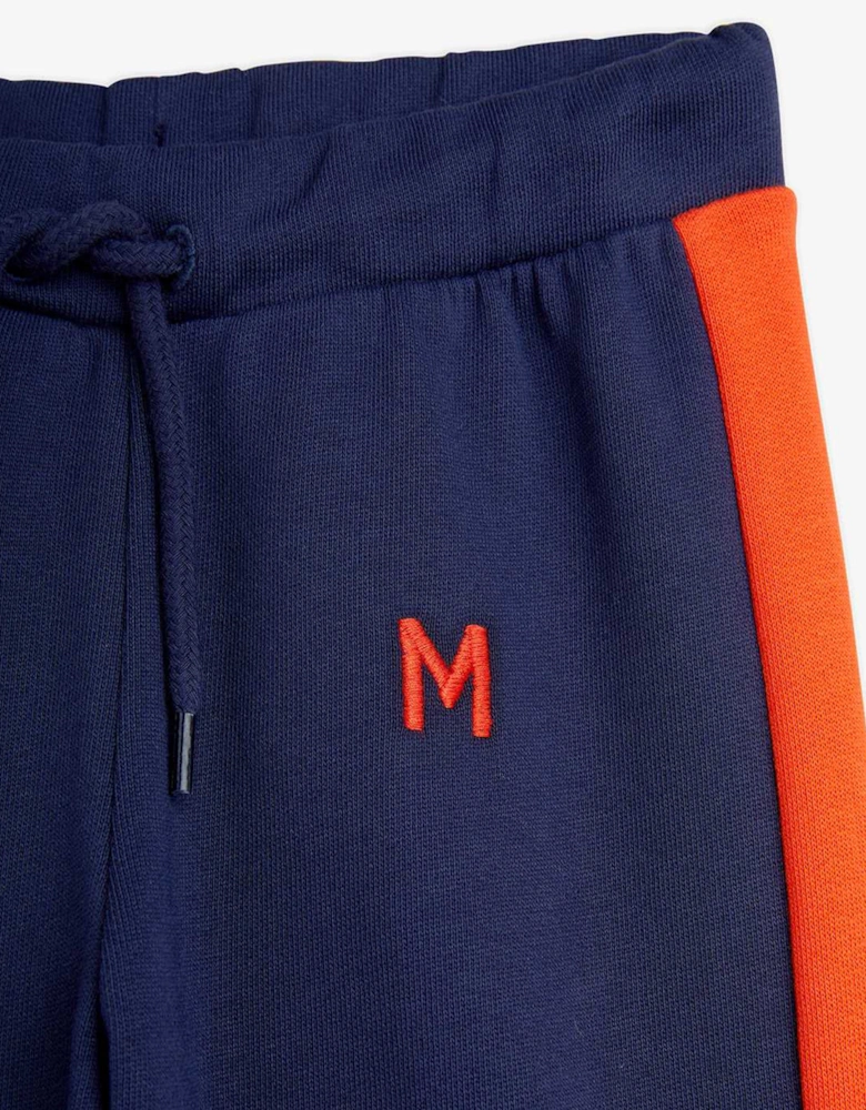 Boys Panel Embroidered Joggers in Navy