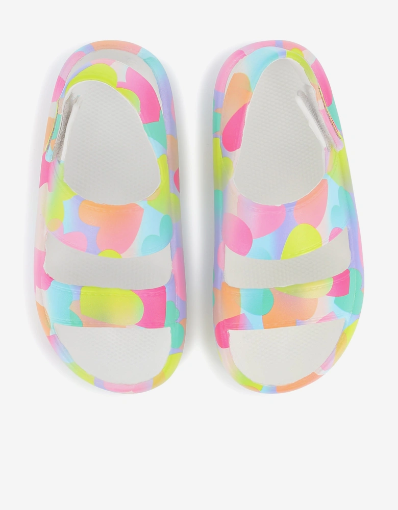 Billieblush Girls Heart Print Sandals in Pink