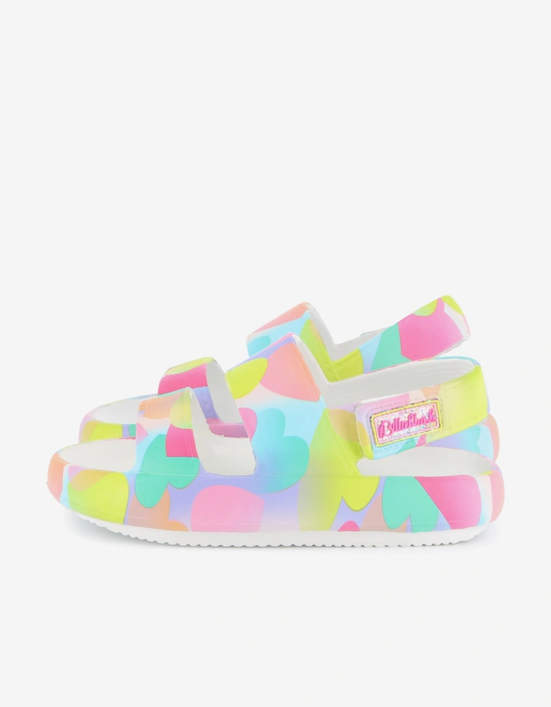 Billieblush Girls Heart Print Sandals in Pink