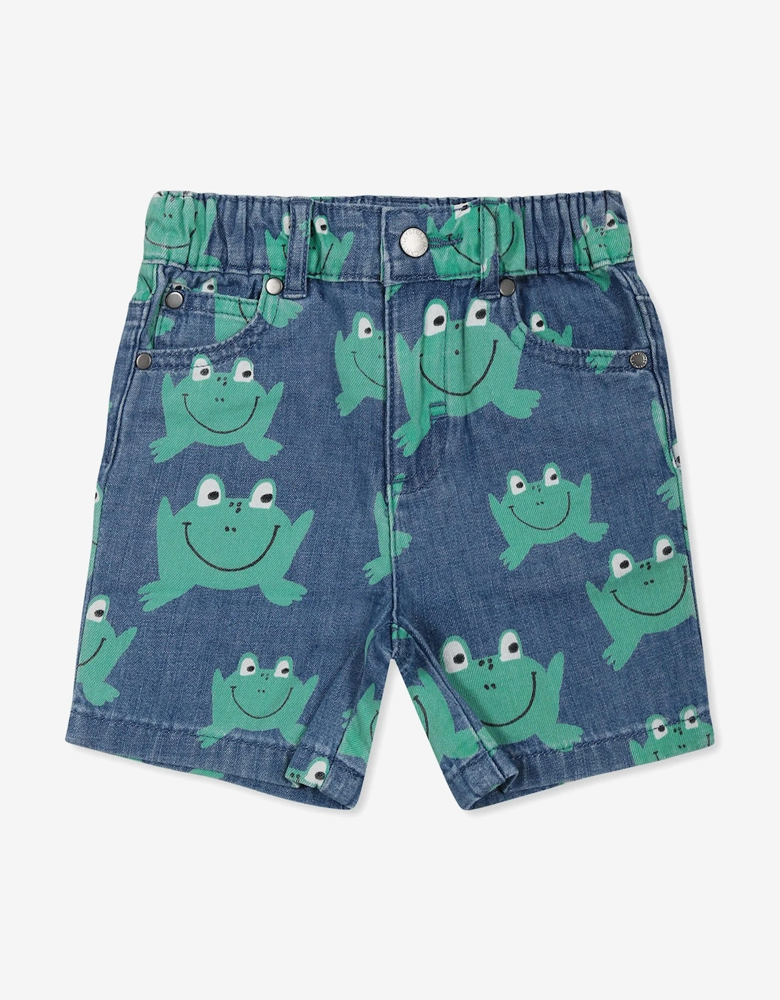 Baby Boys Denim Frog Shorts in Blue, 5 of 4
