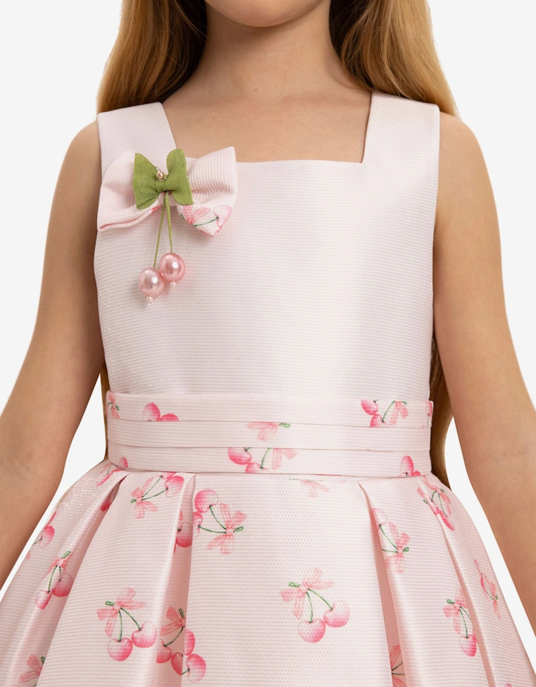 Girls Cherry Dress with Matching Bag in Pink