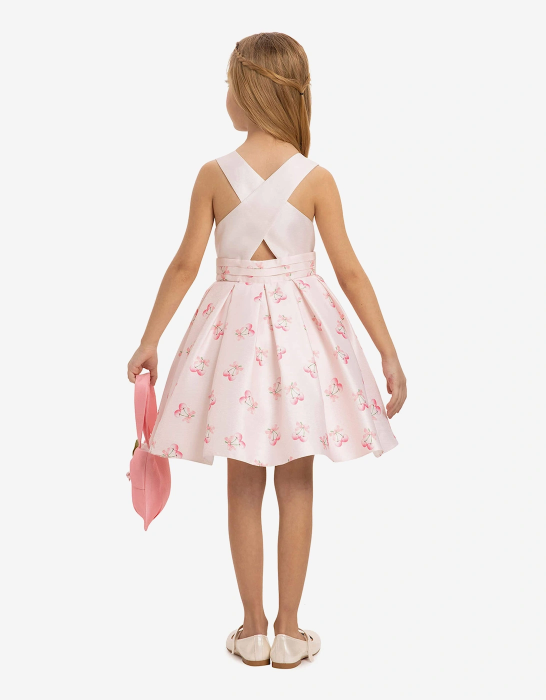 Girls Cherry Dress with Matching Bag in Pink
