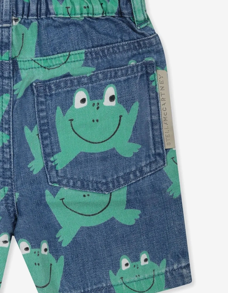 Baby Boys Denim Frog Shorts in Blue