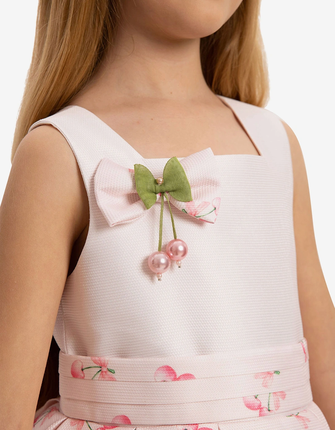 Girls Cherry Dress with Matching Bag in Pink