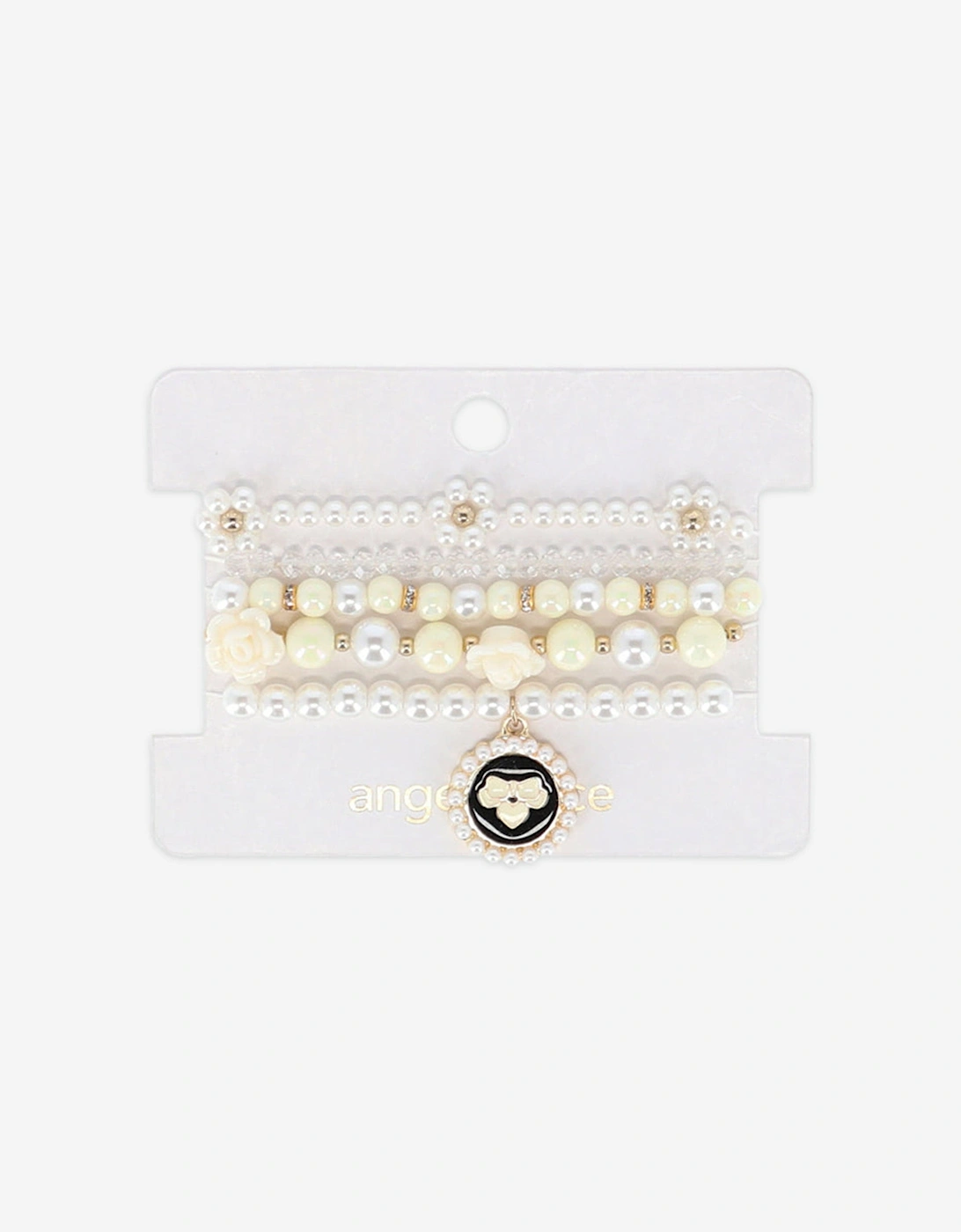 Angels Face Girls Pearl and Pendant Bracelet Set in White, 4 of 3