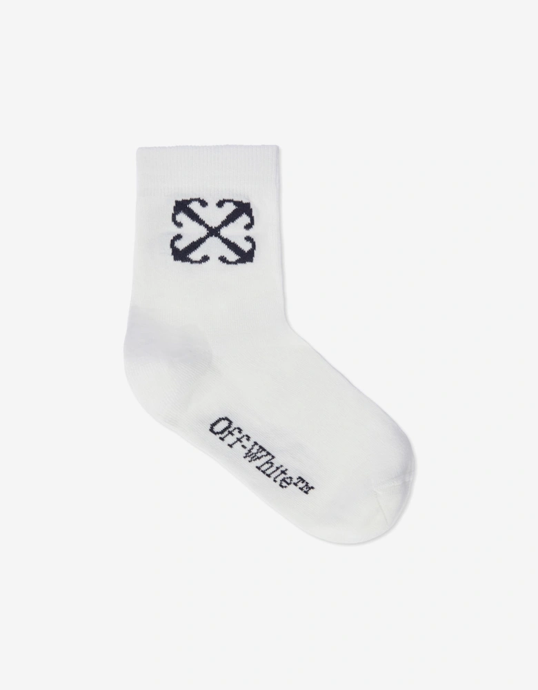 Kids Arrow Mid High Socks in White