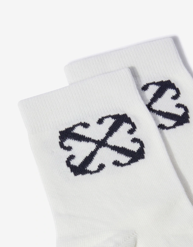 Kids Arrow Mid High Socks in White