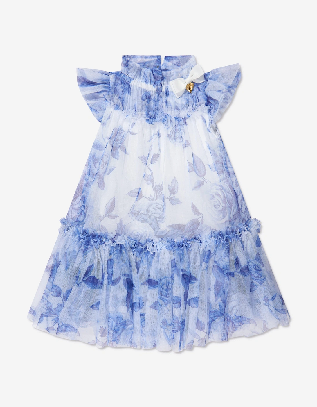 Angels Face Girls Marigold Tulle Flower Dress in White, 6 of 5