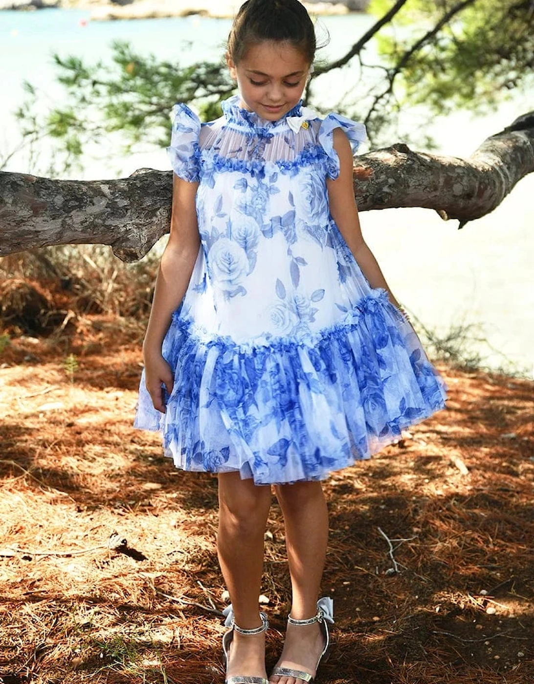 Angels Face Girls Marigold Tulle Flower Dress in White