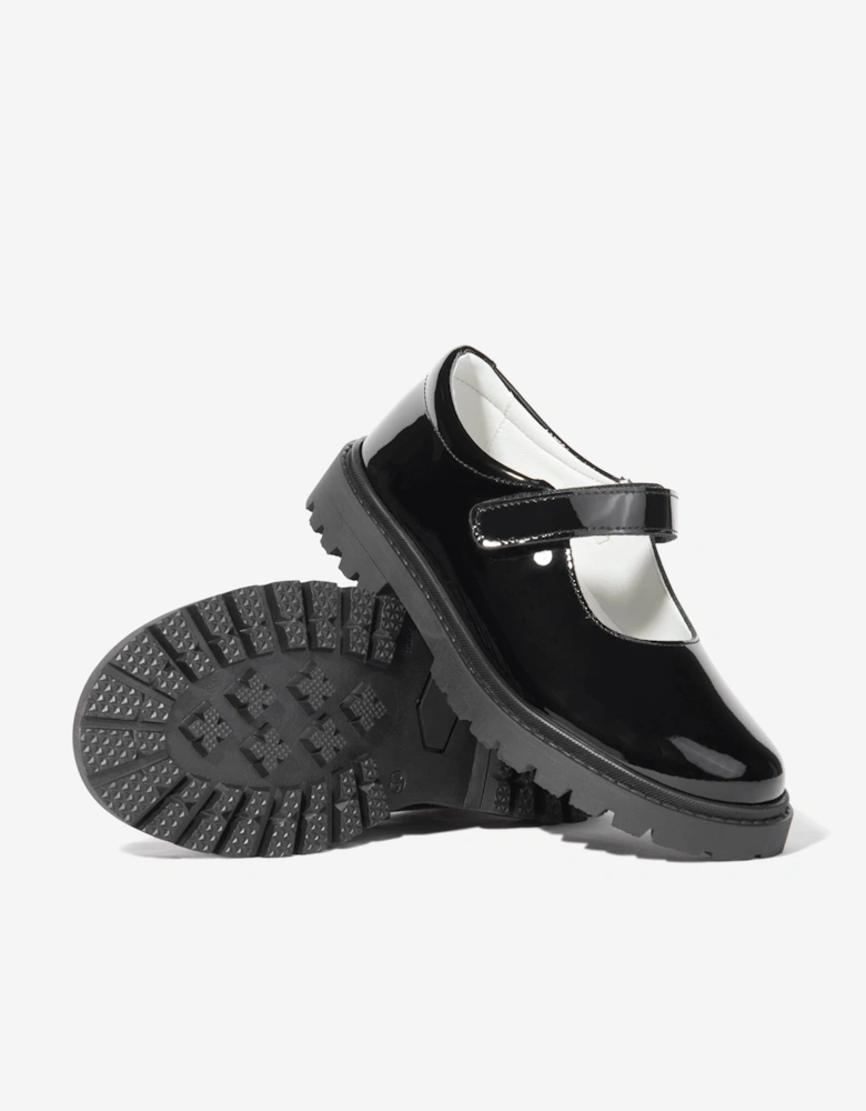 Girls Patent Leather Chunky Mary Jane Shoes in Black