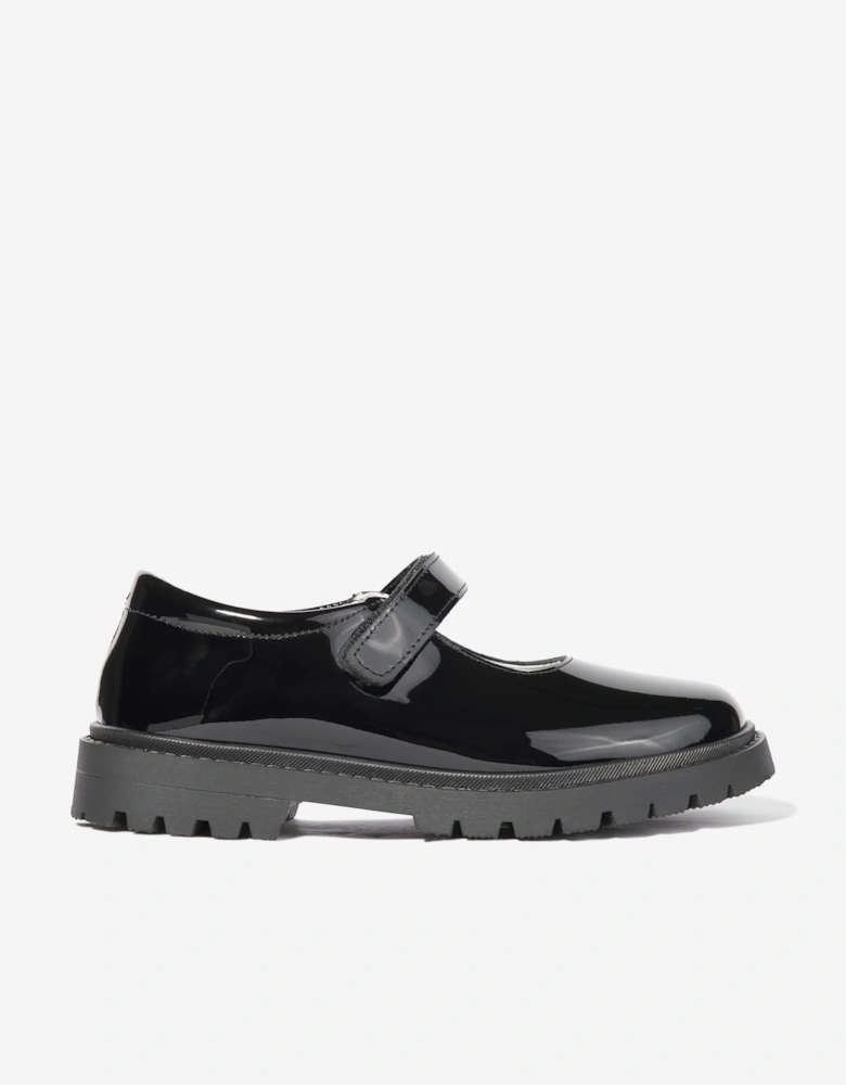 Girls Patent Leather Chunky Mary Jane Shoes in Black