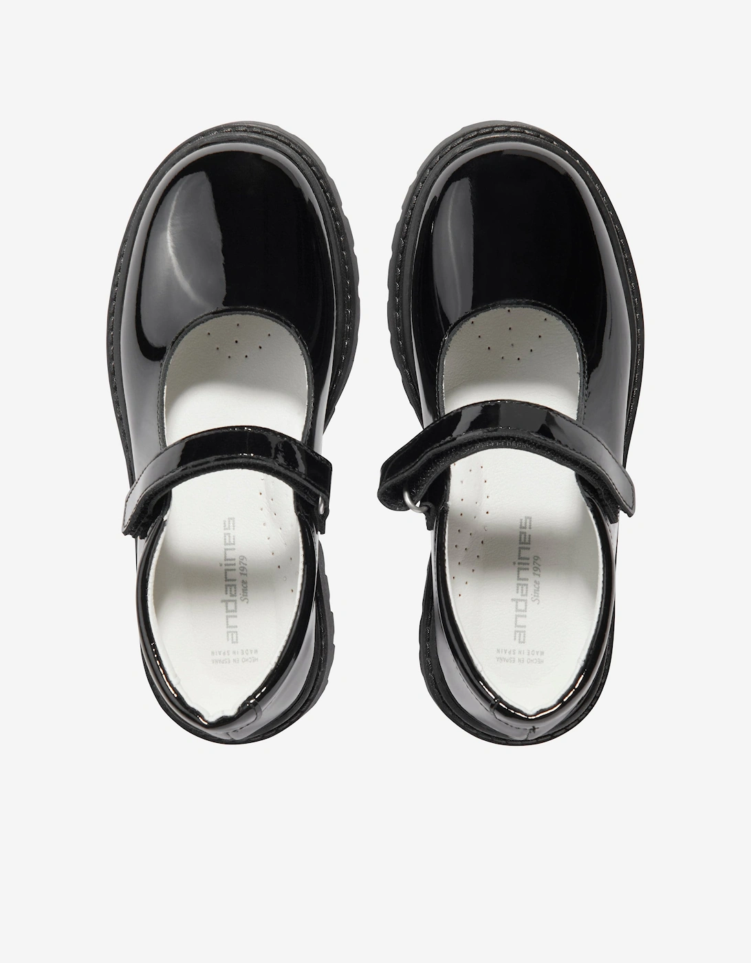 Girls Patent Leather Chunky Mary Jane Shoes in Black