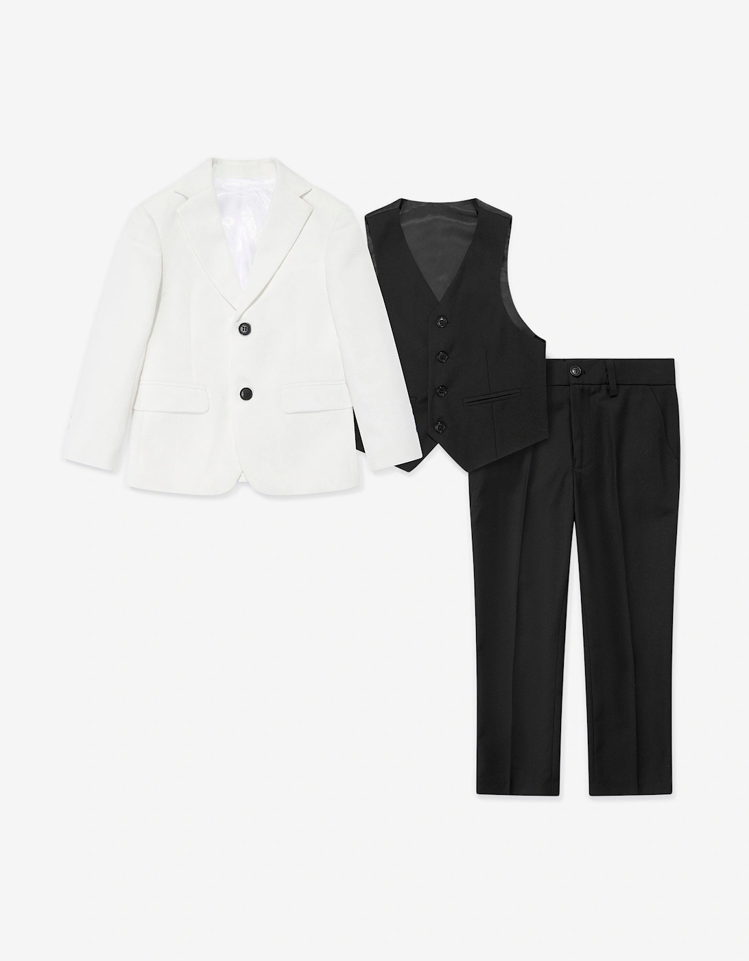 Boys Tuxedo 3 Piece Suit Set in White, 5 of 4