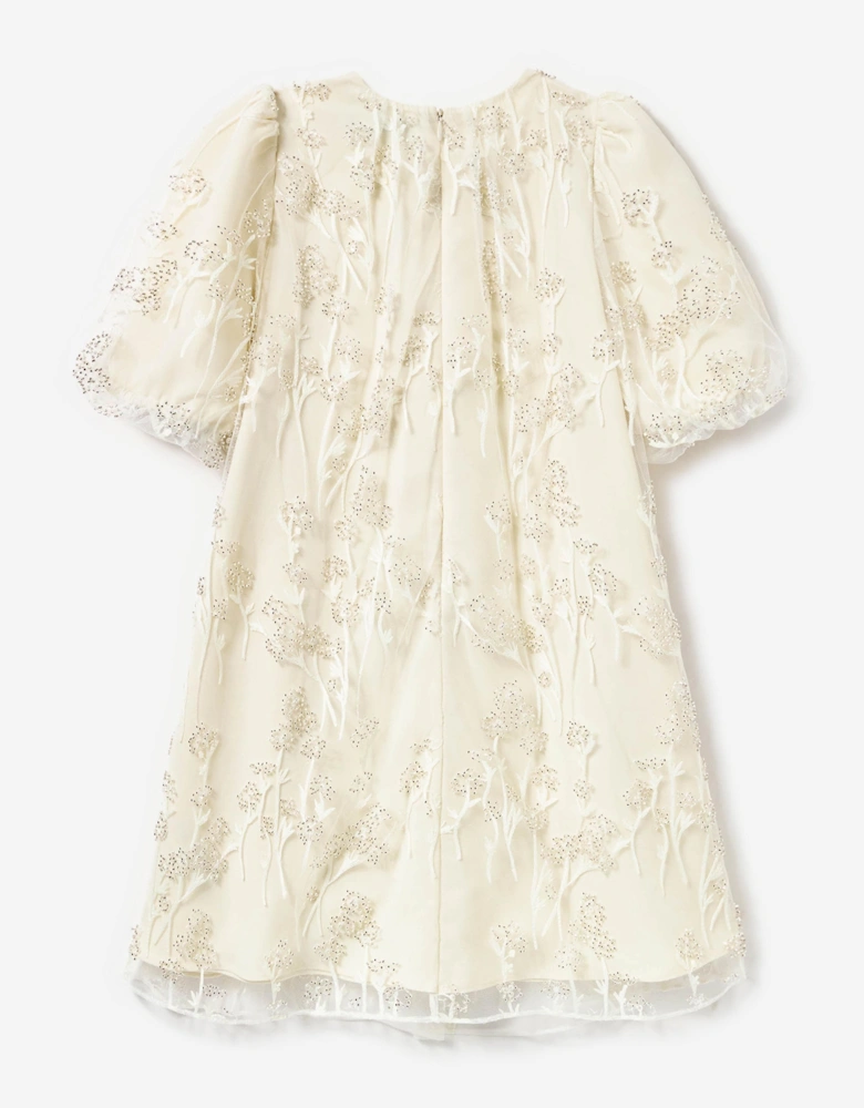Girls Tulle Flower Dress in Ivory