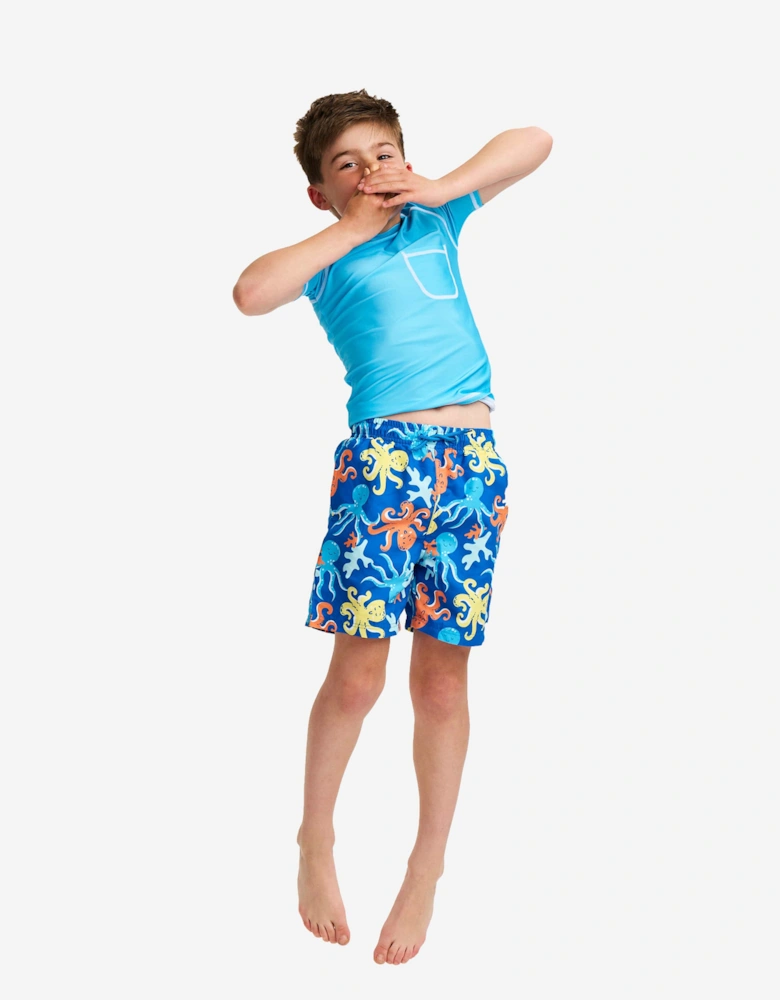 Boys Octopus Swim Shorts (UPF50+) in Blue