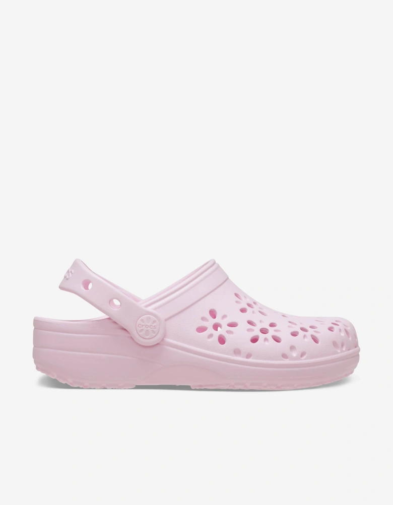 Girls Classic Floral Cut Out Clog in Pink