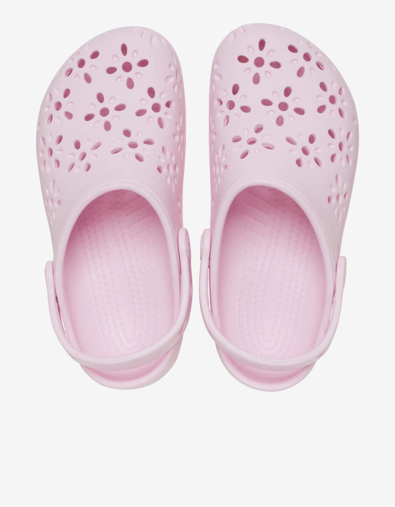 Girls Classic Floral Cut Out Clog in Pink
