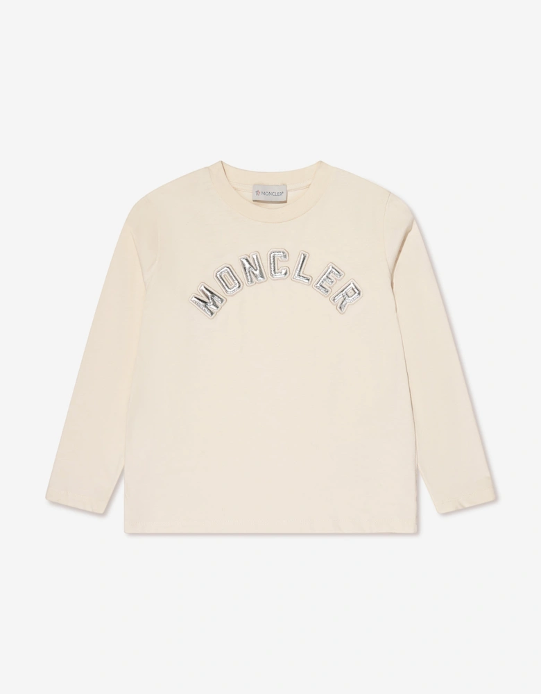 Enfant Girls Long Sleeve Logo T-Shirt in Cream