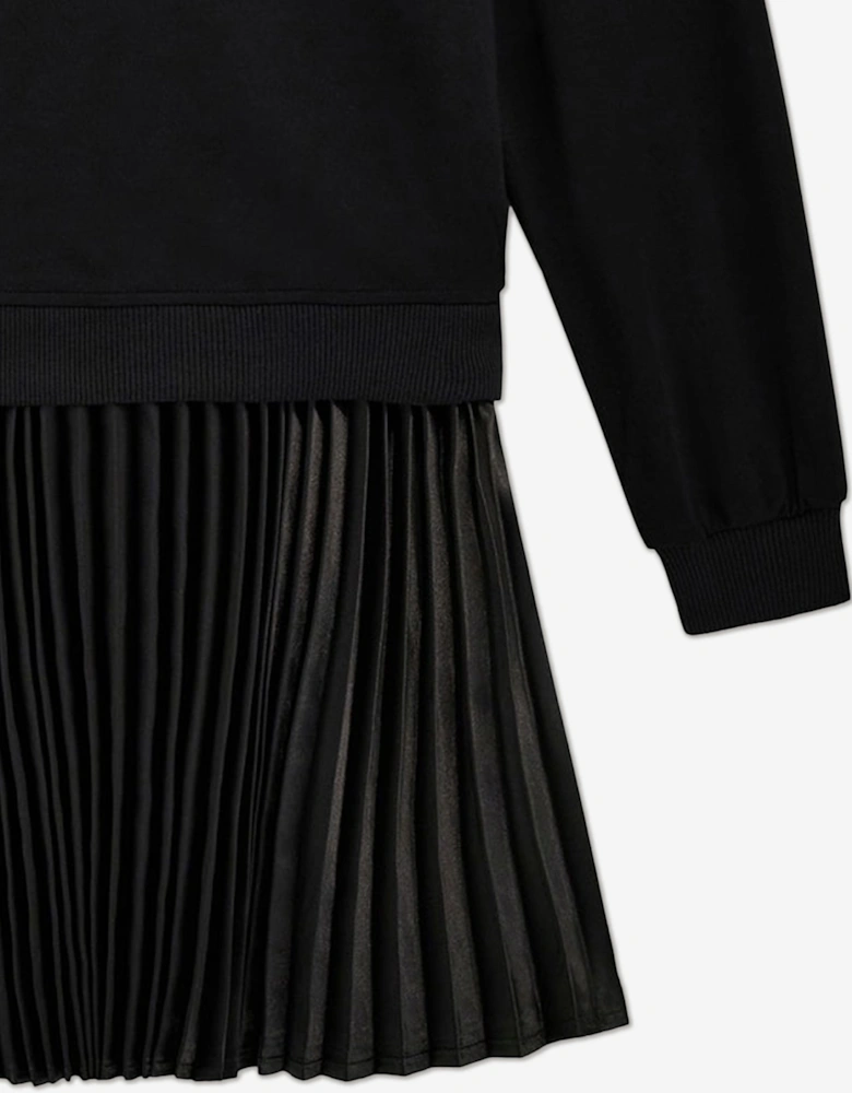 Girls Punto Milano Pleated Dress in Black
