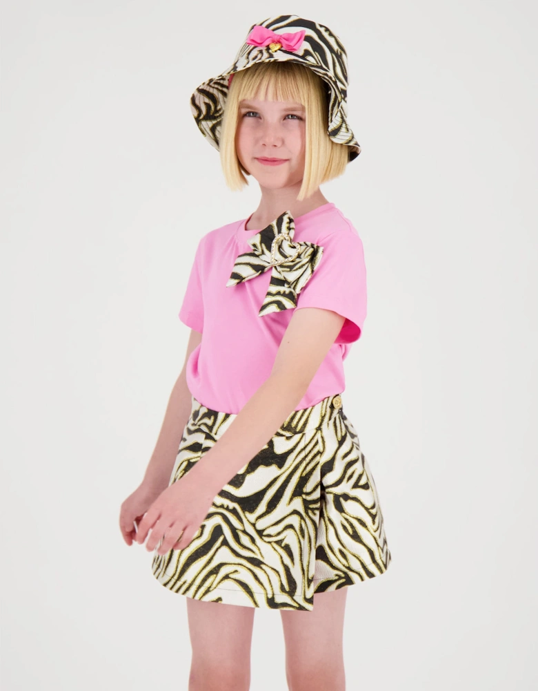 Angels Face Girls Sophie Zebra Bucket Hat in White