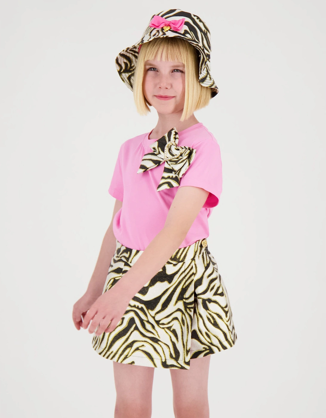 Angels Face Girls Sophie Zebra Bucket Hat in White