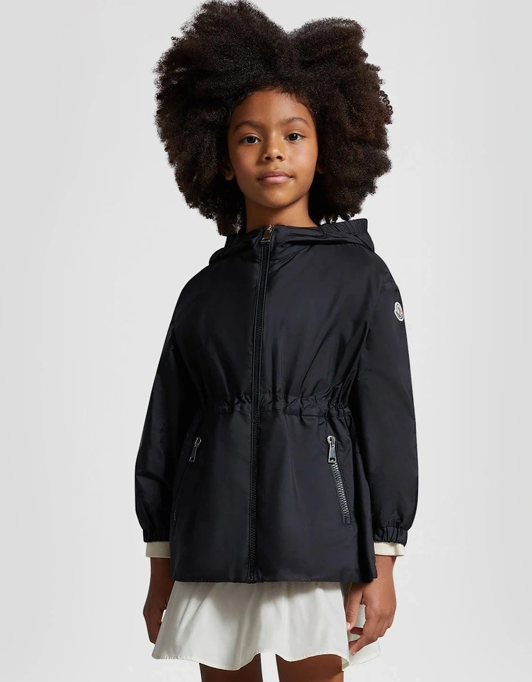 Enfant Girls Wete Short Parka in Black, 6 of 5