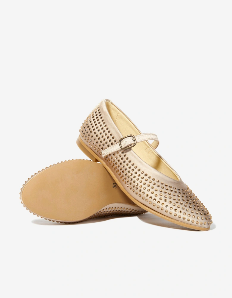 Girls Diamante Shoes in Gold
