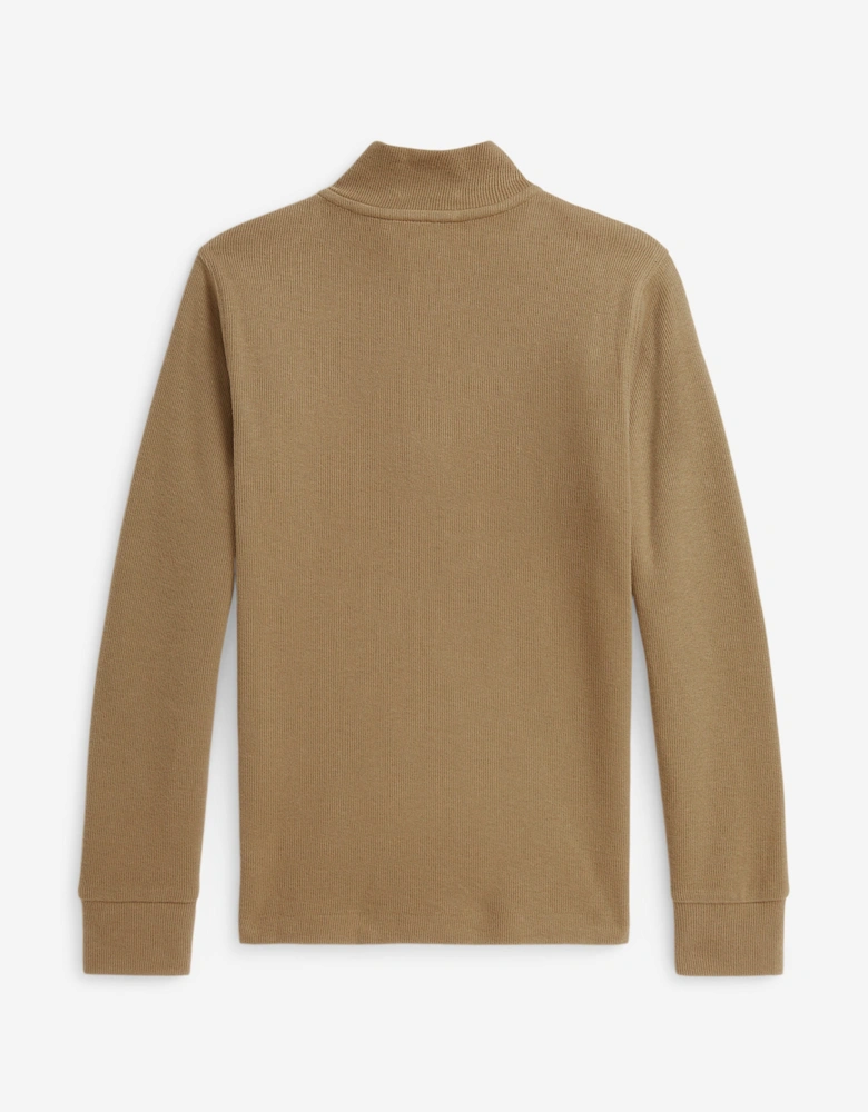 Boys Half Zip Pullover in Beige